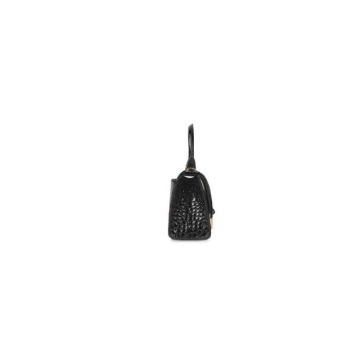 Women's Balenciaga Hourglass Xs Crocodile Embossed Mini Bag Black