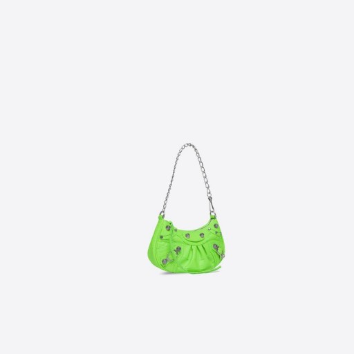 Women's Balenciaga Le Cagole Crocodile Embossed Chain Strap Light Green
