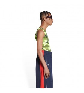 Men's Balenciaga Allover Camo Asymetric Tank Top Shirts Yellow