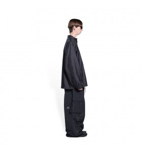 Men's Balenciaga Allover Logo Rain Jackets Black
