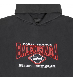 Men's Balenciaga B Authentic Large Fit Hoodie Black