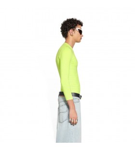 Men's Balenciaga Balenciaga Tab Fitted V-neck Long Sleeve T Shirts Yellow