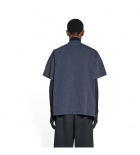 Men's Balenciaga College Crest T Shirts Blue