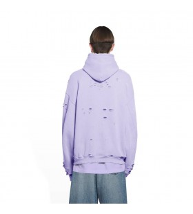 Men's Balenciaga Destroyed Hoodie Purple