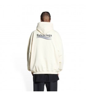 Men's Balenciaga Political Campaign Large Fit Hoodie Blue