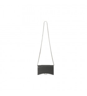 Women's Balenciaga Hourglass Crocodile Embossed Chain Strap Grey