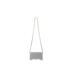 Women's Balenciaga Hourglass Crocodile Embossed Chain Strap Grey