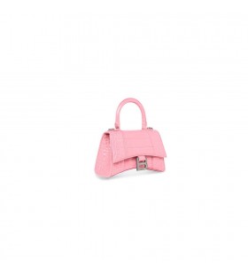 Women's Balenciaga Hourglass Xs Crocodile Embossed Mini Bag Pink