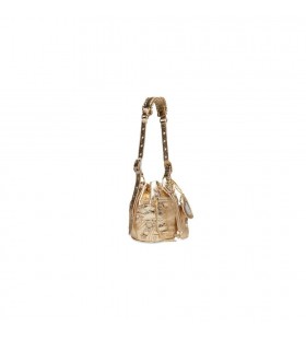 Women's Balenciaga Le Cagole Xs Bucket Metallized With Rhinestones Handbag Gold