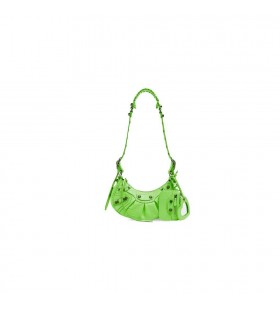 Women's Balenciaga Le Cagole Xs Crocodile Embossed Shoulder Bags Green
