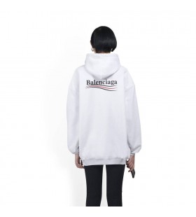 Women's Balenciaga Political Campaign Large Fit Hoodie White