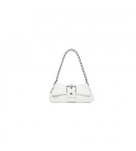 Women's Balenciaga Lindsay Small Strap Crocodile Embossed Off Shoulder Bags White