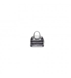 Women's Balenciaga Ville Metallized Crocodile Embossed Mini Bag Silver