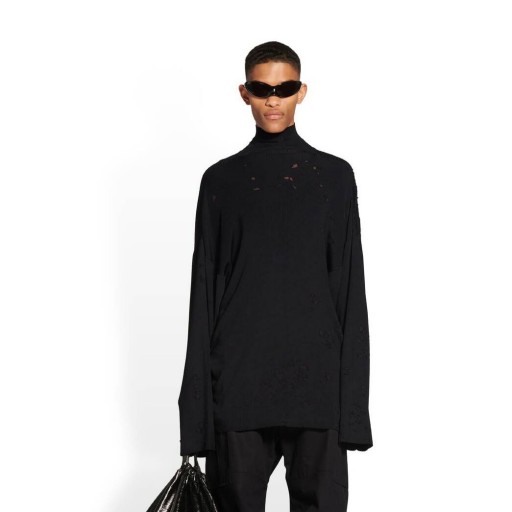 Mulheres Balenciaga Destruído Suéter Malha Preto
