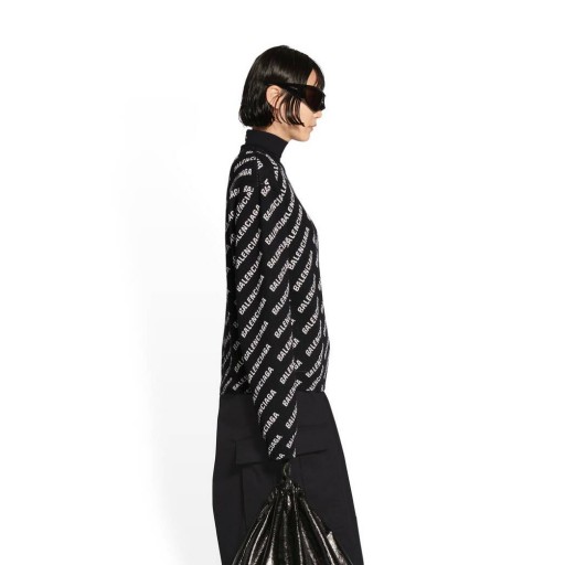 Mulheres Balenciaga Mini por Todo o lado Logotipo da Camisola de Malha Preto