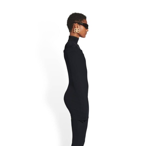 Mulheres Balenciaga Barco Gola Dupla Camada Tops Preto
