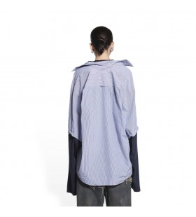 Mulheres Balenciaga Bb Ícone de Trompe L'oeil Camisa Tops Azul