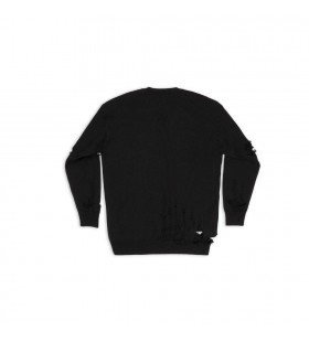 Os homens da Balenciaga Destruído Oversized V-pescoço Malhas Preto