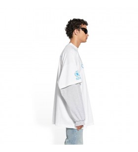 Os homens da Balenciaga Wfp Duplo Mangas T-Shirts Brancas