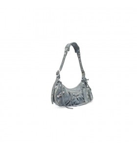 Women's Balenciaga Le Cagole Small Denim Rhinestones Shoulder Bags Blue