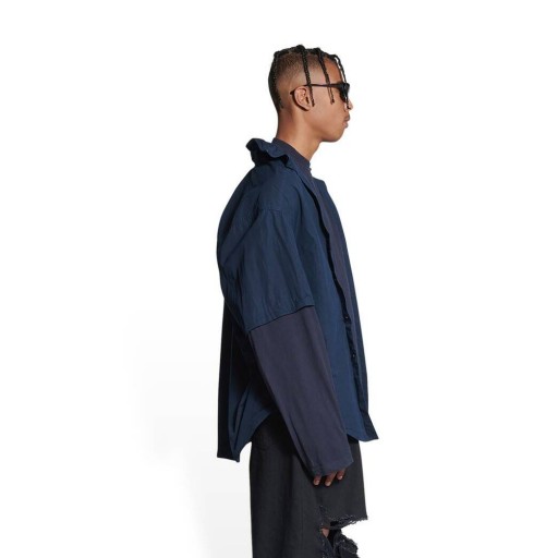 Uomo Balenciaga Bb Icona Trompe L oeil Shirt Blu Scuro
