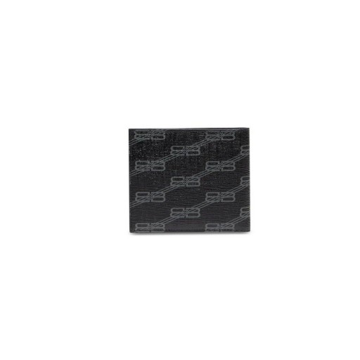 Uomo Balenciaga Firma Piazza Piegato Bb Monogram Tela Rivestita Portafogli Nero