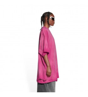 Donna Balenciaga 3b Icona dello Sport Riparato T Shirt Rosa Scuro