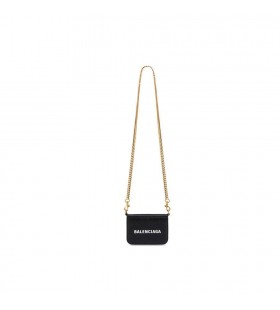 Donna Balenciaga di Cassa Mini Catena Portafogli Nero / Bianco