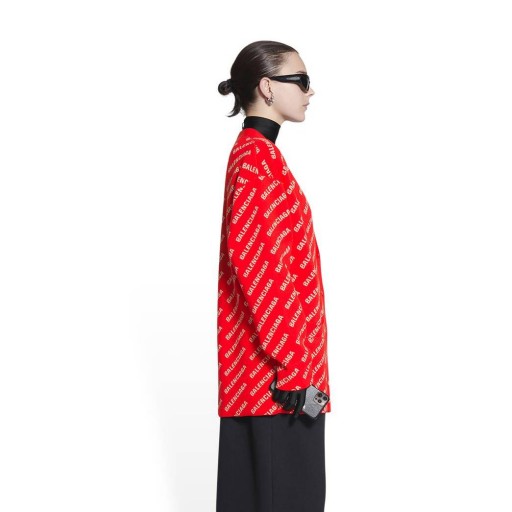 Kvinne Balenciaga Mini Allover Logo Cardigan Strikkevarer Rød
