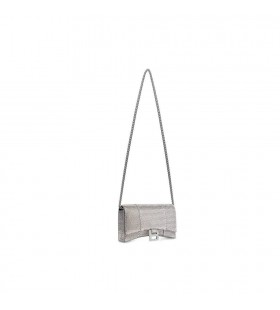 Kvinne Balenciaga Timeglass Rhinestones Kjede Stropp Grå