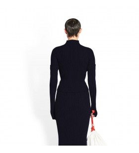 Kvinne Balenciaga Cut-opp Ermene Genser Strikkevarer Navy Blå