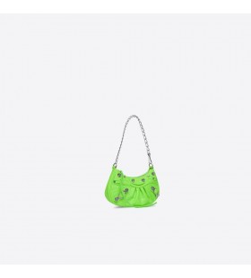 Kvinne Balenciaga Le Cagole Krokodille Preget Kjede Stropp Lys Grønn