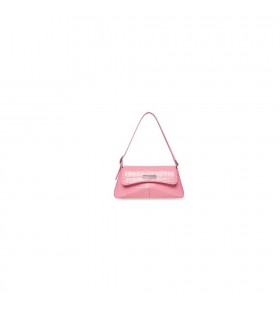 Women's Balenciaga Xx Small Flap Crocodile Embossed Shoulder Bags Pink