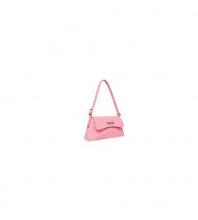 Women's Balenciaga Xx Small Flap Crocodile Embossed Shoulder Bags Pink