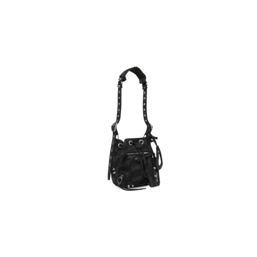 Damska Jeansowa torba Balenciaga Le Cagole Xs Bucket Bb Z Monogram w kolorze Czarnym