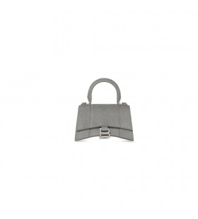 Damska mini-torba Balenciaga Hourglass Xs Z błyszczącego materiału w kolorze Szarym