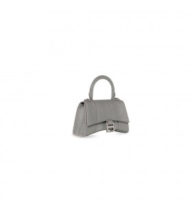 Damska mini-torba Balenciaga Hourglass Xs Z błyszczącego materiału w kolorze Szarym
