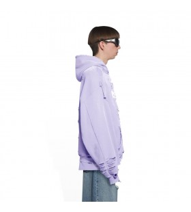 Męska bluza z kapturem Balenciaga Destroyed kolor Fioletowy