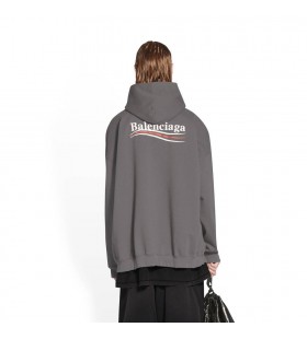 Men's Balenciaga Political Campaign Large Fit Hoodie Grey