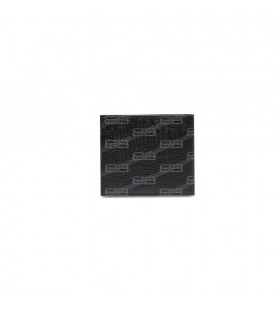 Men's Balenciaga Signature Square Folded Bb Monogram Coated Canvas Wallets Black