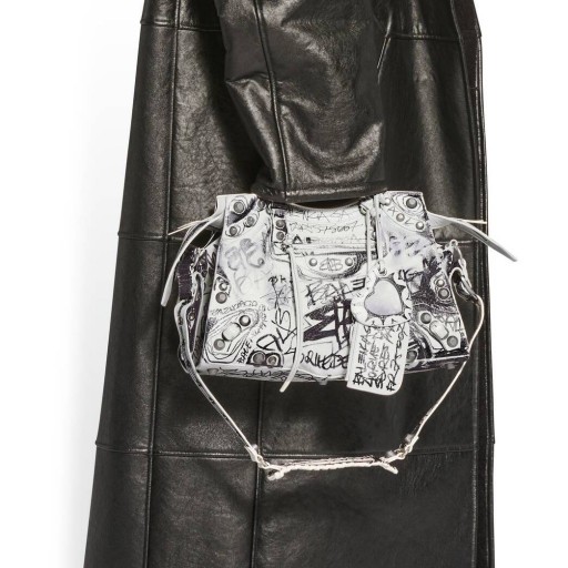 Femei Balenciaga Neo Cagole Oraș Graffiti Geantă de mână de culoare Albă