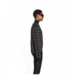 Women's Balenciaga Mini Allover Logo Sweater Knitwear Black