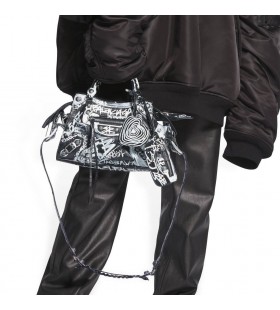 Ženské Balenciaga Neo Cagole Xs Graffiti Kabelka Čierna