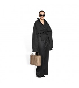 Ženske torbe-тоут Balenciaga Signature Medium East-west Bb s monogramom od platna bež boje