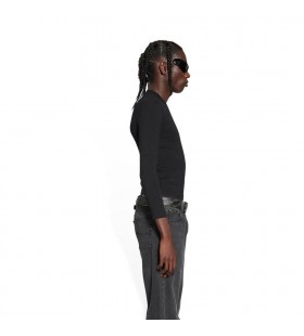 Män Balenciaga Balenciaga Fliken Utrustade V-ringad långärmad T-Tröjor Svart
