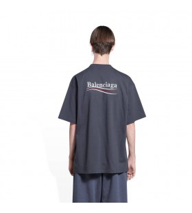 Män Balenciaga Politisk Kampanj för Stora Fit T-Tröjor Grå
