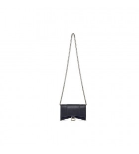 Kvinnors Balenciaga Timglas Glitter Material Kedja Strap Svart