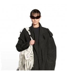 Kvinnors Balenciaga Le Cagole Xs Fransar Skuldra Väskor Vit