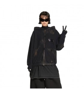 Erkek Balenciaga Gaffer Fermuarlı Küçük Fit Kapüşonlu Siyah