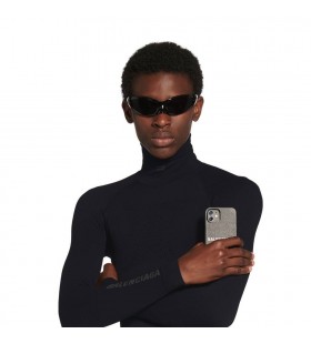 Erkek Balenciaga Sportif B Highneck Atletik Uzun Kollu gömlekler Siyah